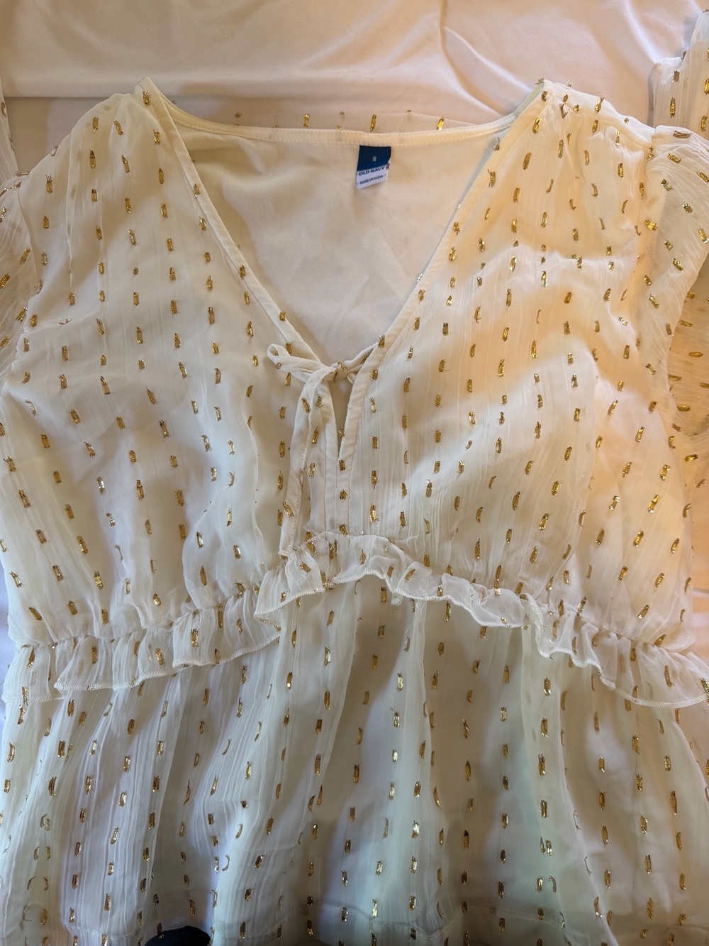 Cream and Gold Long Sleeve Blouse